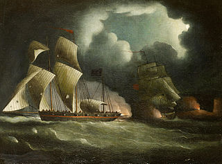 Thomas Buttersworth (1768-1842), "A Royal Navy brig chasing and engaging a well-armed pirate lugger"