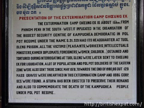 Information sign at the Choeung Ek genocide museum