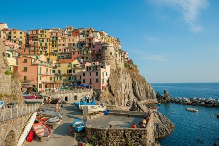 The village of Manarola on a cliffside on Italy's Ligurian coast