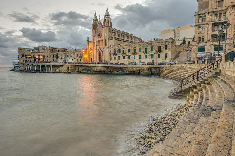 Church of Our Lady of Mount Carmel overlooking Balluta Bay, Sliema