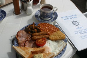 The excellent breakfast from the Wheelhouse Snack Bar in Minehead, Somerset