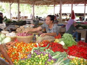 Fruit stall at Maluk Market on the island of Sumbawa in Indonesia