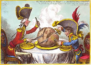 Gillray's "The Plumb-pudding in danger" political caricature