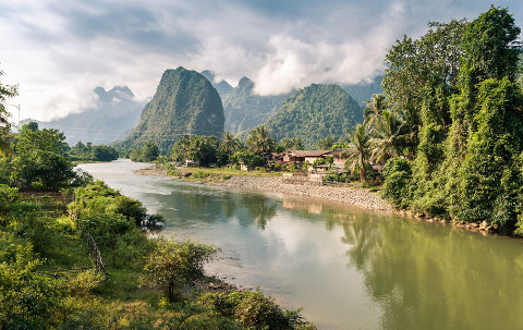 Nam Song river at Vang Vieng, Laos