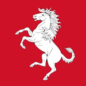 Flag of Kent - white horse rampant on a red field